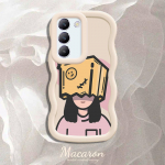 V&auml;rvitud muster Big Wave Edge pehme silikoon materjal Macaron telefoni &uuml;mbris p&otilde;rutuskindel kaitsev kummist korpus OnePlus Vivo Motorola Moto jaoks Vivo Y27 5G roosa