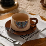 Kerge Luksus Retro Keraamilised Kohvitassid Prantsuse Stiilis Restorani P&auml;rastl&otilde;unane Tee Komplekt Kodu Hommikus&ouml;&ouml;gi Piimakruus Peen Kohvitass 250ml