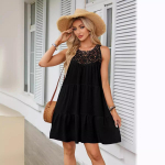Suure suurusega suvine &uuml;hev&auml;rviline lilleline kleit, suvine varrukateta &otilde;huke s&auml;rk, suure &auml;&auml;rega lahtised rannapeo elegantsed kleidid, &ouml;&ouml;kleidid, S-2XL M must