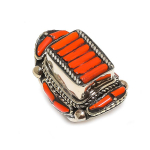 Red Coral Handmade Jewelry Ring Size 7.5 p4g55