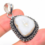 Agate Geode Slice Handmade 925 Sterling Silver Gift Pendant 1.89 c6k48
