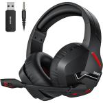 NUBWO BW01 juhtmevabad m&auml;nguri k&otilde;rvaklapid mikrofoniga PC/PS4/PS5 jaoks, 2.4G juhtmevabad Bluetooth USB m&auml;nguri k&otilde;rvaklapid mikrofoniga s&uuml;learvuti jaoks Package:21.6*19.7*11.5cm must/punane