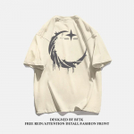 Suvemood Heavyweight Retro Meeste Inglise Kirjad 100% Puuvillane Prinditud &Uuml;markaelus Kvaliteetne Casual Fitness Street T-s&auml;rk S beež