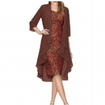 2 tk/komplekt naiste O-kaelusega varrukateta pitskleit, &uuml;hev&auml;rviline 3/4 varrukatega avatud eesmine kardigan, elegantne naiste komplekt 5XL &scaron;okolaad