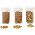 Assortiment de mini bille en verre - Or - 0,6 &agrave; 3 mm - 3 pcs