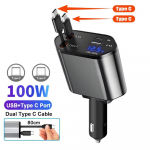 100 W autolaadija USB Type C &uuml;likiire laadimine v&auml;lklaadimine Sisset&otilde;mmatav kaabeltelefoni autolaadija iPhone'i jaoks Huawei Samsung pingeekraaniga