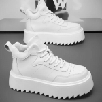 K&otilde;rge s&auml;&auml;rega tossud Meeste Disainer Valged Lauatennised Mood Kunstnahast Hingav K&otilde;rgust suurendavad Tasase Tallaga Spordijalatsid 38