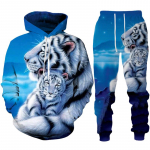Isiksus Roaring Tiger 3D Prindiga meeste kapuuts/komplekt Lahedad dressipluusid + p&uuml;ksid, kost&uuml;&uuml;m, dressid, spordir&otilde;ivad, moer&otilde;ivad paarile S