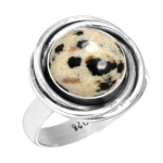925 Sterling H&otilde;bedast S&otilde;rmus Naistele Kivist K&auml;sit&ouml;&ouml;ehe Pulmakingitus Crazy Lace Agate Dalmaatsia Dendriit Opaal Eudialiit Howlite K2 Jaspis Mood 8.5