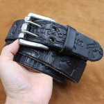 Julge ja paksendatud topeltn&otilde;elaga pandlaga v&ouml;&ouml;, meeste ehtsast nahast puhas lehmanahast esimese kihi reljeefne v&ouml;&ouml;, retro vabaaja teksav&ouml;&ouml; 125cm must