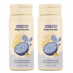 Maate Baby Powder (Pack of 2 * 100 gm) | 100% Natural & Talc Free | Ayurvedic Herbs Bael, Darbha & Rose Petals | For Kids
