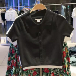 Ice Silk Knit l&uuml;hikeste varrukatega polos&auml;rk naiste suvine T-s&auml;rk Positive Shoulder Senior Chic Top Tide L