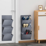 2 Compartment Hanging Shoe Organizer, Space Saving & Reusable Storage for Pantry, Towels,