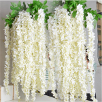Simulatsioon Hortensia Rotang Wisteria Lill Dekoratsioon Lill N&ouml;&ouml;r Kodu Lagi Kunstlill Pulmad Rippuv Violetne Seinale Rippuv S valge