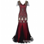 1920ndate naiste vintage litritega kalasabaga &otilde;htukleit bankettideks ja pidudeks. Extra Large kuld/punane