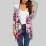 Naiste gradienttr&uuml;kiga ebaregulaarne kolmeveerandvarrukatega kardigan taskujakiga XXL