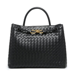 K&auml;sitsi kootud kott Metallist liblika pandlaga &otilde;lakott Suure mahutavusega k&auml;ekott Crossbody 35*24*14cm must