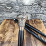 Messingist peaga k&auml;epidemega disainstiilis viktoriaanlik puidust jalutuskepp, kepp, kingitus M aero