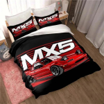 Miata MX-5 NA Racing Multikas Jdm Auto Drift Voodipesu Komplekt, Tekikott Voodikomplekt Tekikattega, Kuningas Kuninganna &Uuml;heinimese Suurus Poisid T&uuml;drukud T&auml;iskasvanud 150x200cm 3pcs white