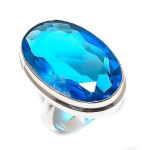 Swiss Blue Topaz Gemstone Handmade 925 Sterling Silver Ring Size 6.5 q3m84