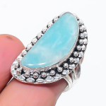 Natural Amazonite Gemstone 925 Sterling Silver Jewelry Ring Size 7.5 i2l67