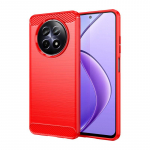 Realme 12 &uuml;mbrisele Realme 12+ Pro Plus 5G kate Harjatud kummist telefoni&uuml;mbris P&otilde;rutuskindel TPU kaitsev tagakaas Realme 12 5G jaoks Realme 12 Pro Plus punane
