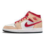Air Jordan 1 Mid GS Light Curry Cardinal Red Laste tossud Cream White-Onyx White 554725-201 36