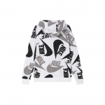 Nike Street Style Graffiti Prindiga Segak&auml;e Fliisvoodriga Kapuutsiga Topp Meestele Must Valge CJ6313-010 XXL