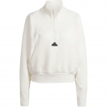 Adidas SS24 Z.N.E. Naiste poollukuga dressipluus &Uuml;ler&otilde;ivad Han-Jade-Valge IS3898 S