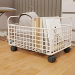 Metal Mesh Storage Bin Utility Cart for Organizing Books And Files on Wheels 25cmx38cmx26cm valge