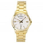 Casio Standard Analoog Kuldne Toon Roostevaba Teras Valge sihverplaat Kvarts MTP-1381GD-7AV Meeste k&auml;ekell valge