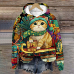 Naiste mood pikkade varrukatega j&otilde;ulutr&uuml;kiga lahtine kapuutsiga pusa topp XL kollane