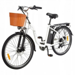 V&eacute;lo &Eacute;lectrique - DYU - C6 - Roues 26 - Moteur 350W - Batterie 36V 12.5Ah - 7 vitesses valge