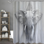 Hall elevandiga du&scaron;ikardin, vannitoa dekoratiivne du&scaron;ikardin, veekindel du&scaron;ikardin konksudega 180x180cm W90xH180cm gray