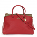Used COACH Handbag F84428 Signature leather Red Brown Shoulder Bag
