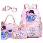 4 tk/komplekt Uus Multikas K-Pop Tr&uuml;kitud Seljakott K&auml;ekott Pinal 750 ml Vee Pudeliga Teismelisele Poisi T&uuml;druku Koolikott Suure Mahutavusega Raamatukott