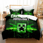 3D digitaaltr&uuml;kiga voodikate kolmeosaline Minecrafti m&auml;ngu laste multikas UK 135*200cm