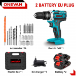 ONEVAN 25+3 p&ouml;&ouml;rdemomendiga elektriline l&ouml;&ouml;kpuur Multifunktsionaalne 2 k&auml;iguga juhtmeta haamripuur T&ouml;&ouml;riist Makita 18V akule 2Battery-Blue A