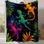 1 tk Troopilise geko prindiga flanelltekk - pehme, soe ja vastupidav k&otilde;ikhooajaline voodikate elava sisaliku ja palmipuu disainiga 30x40in