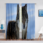 Hunt Metsloom Galaktika Planeet Kuu T&auml;hine Sinine Taevas T&uuml;ll Voile Kardinad Magamistoa Akna jaoks &Otilde;huke Kardin Elutoa Draperiid 1 PCS W100XH250cm&Grommet Top