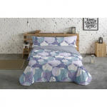 Parure de lit 3 pi&egrave;ces - Hosteline - Motif Cercles Bleu - Lit de 150 cm - Multicolore - Coton - Housse de couette puhas