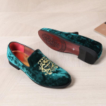 Meeste seemisnahast pehmed penny-loafers tikitud disainiga lame libisev formaalne meeste sametist loafer kingad 44 brown