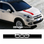 Auto kapotile Sportkleebis Fiat 500X jaoks Auto mootorikatte triibud Auto kere dekoratsioon Vin&uuml;&uuml;lkleebis V&auml;lisaksessuaarid Gloss Black