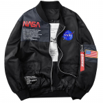 NASA &uuml;hiselt kaubam&auml;rgistatud MA-1 bomberjakk - Unisex astronaut Air Force One jakk L must