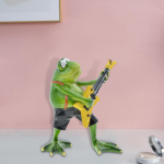 Musical Instrument Frog Statue Resin Animal Sculpture Figurine Ornament home and yard Patio Fairy 5.31x6.10inch