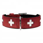 Collier pour chien - HUNTER - Swiss - Noir/Rouge - Moyen - Cuir de b&oelig;uf nappa must
