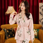 J&auml;&auml;siidist pidžaama naistele Imitatsioonsiidist &ouml;&ouml;s&auml;rk Rihmadega Kolmeosaline Komplekt Suvine Viimase Stiili Komplekt Koju XL