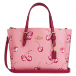 Coach Mollie Metallik Logo Kirsitr&uuml;kiga Kaetud L&otilde;uend ja Sile Nahk K&auml;ekott Naiste K&auml;ekott Heleroosa Erelillakas CR293-IMWQ1 Basic Set (Bag+Dust Bag)