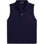 Polo Ralph Lauren SS25 &Uuml;hev&auml;rviline puuvillane V&auml;ikese hobusega tikitud varrukateta l&uuml;hike kitsa l&otilde;ikega polo s&auml;rk Naiste topid S&uuml;gavsinine WMPOKNINB920254-410 L