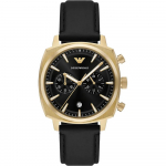 Emporio Armani Carlo Must &Ouml;ko Nahast Meeste Kvarts Kronograafkell AR11690 must